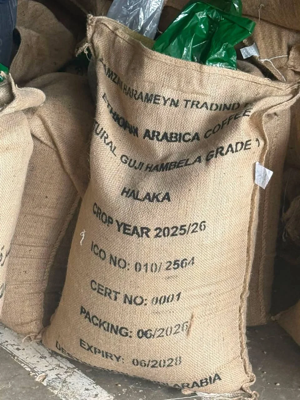 Export bag of Ethiopian Arabica coffee